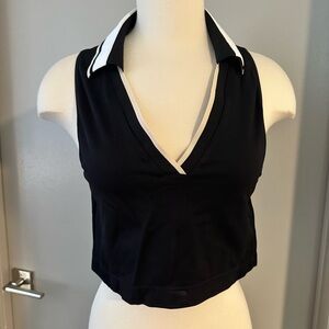 PINK Victoria's Secret Black and White V-Neck Crop Top